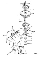 Маховик, катушка зажигания и распределительная коробка (Часть 1) 2-х тактного ПЛМ MERCURY 40 M Серийный номер от 9251456 и выше