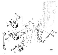 Катушка зажигания, 1C104333/0P560349 и ниже 4-Х ТАКТНОГО ПЛМ MERCURY 40 Серийный номер от 1C049739 и выше